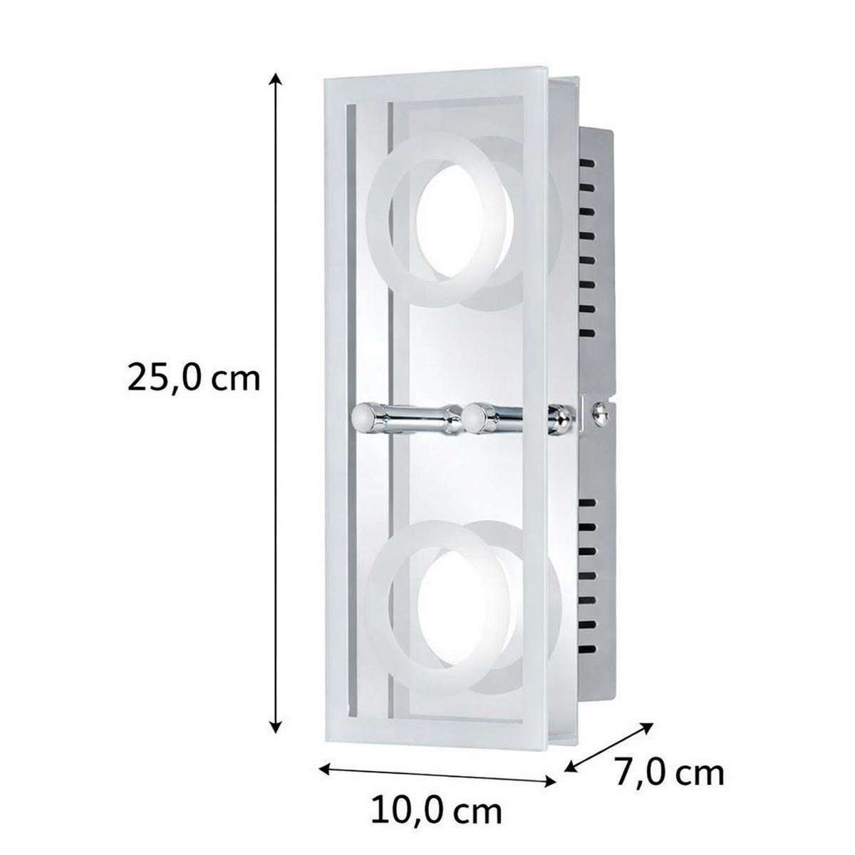 LED WANDLEUCHTE Metall Chrom Silber - Silberfarben, Glas (10/7/25cm) - Wofi