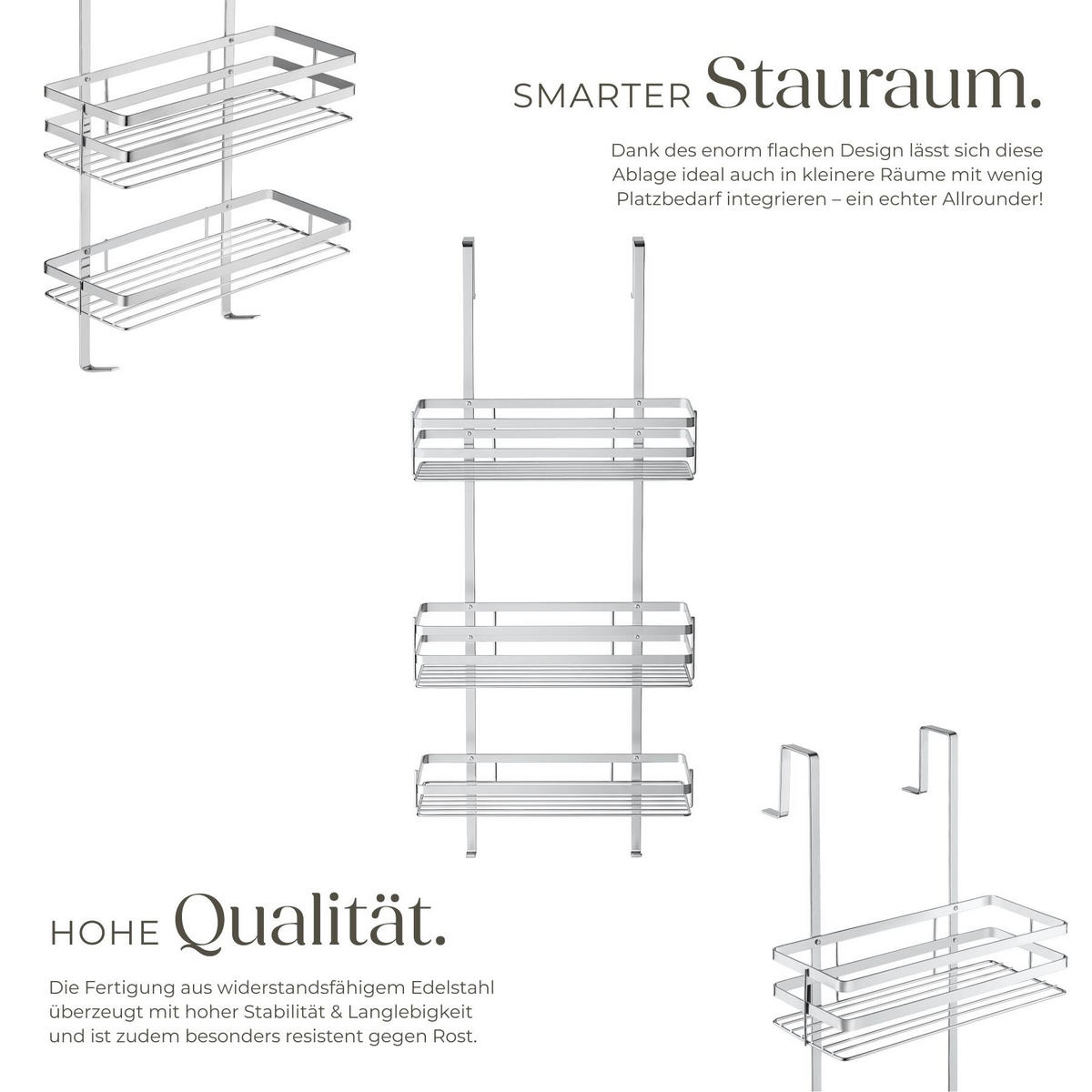 DUSCHABLAGE , 30 x 21 x 80 cm, silber - Silberfarben, Metall (21/80/30cm) - tectake