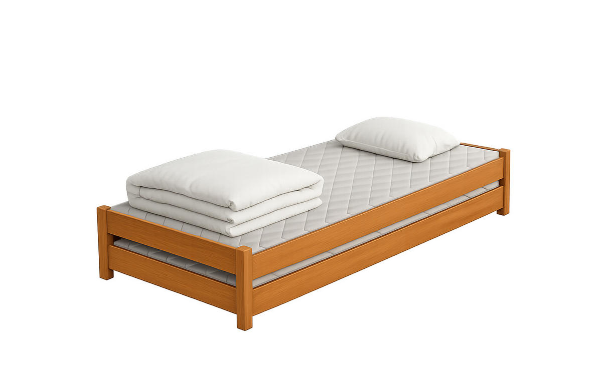 STAPELBETTEN 2-er Set Sendi 180x80 teak - Braun, Holzwerkstoff - LUKDOM