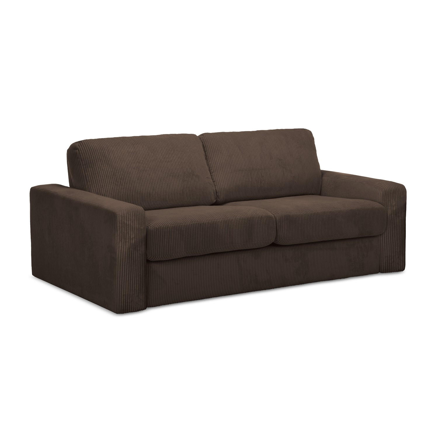 3-SITZER SOFA mit Schlaffunktion Cord Stoff Braun - Schwarz/Braun, Kunststoff/Textil (195/80/100cm) - LaMiaSofa