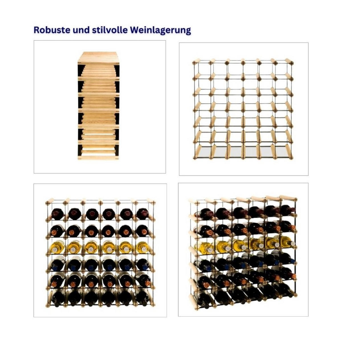 WEINREGAL Vinotega Mod Metal 52,5x62,5x24,5 cm 6x5 Flaschen Massives Kiefernholz Natur - Naturfarben, Holz (62.5/52.5/24.5cm) - PROREGAL