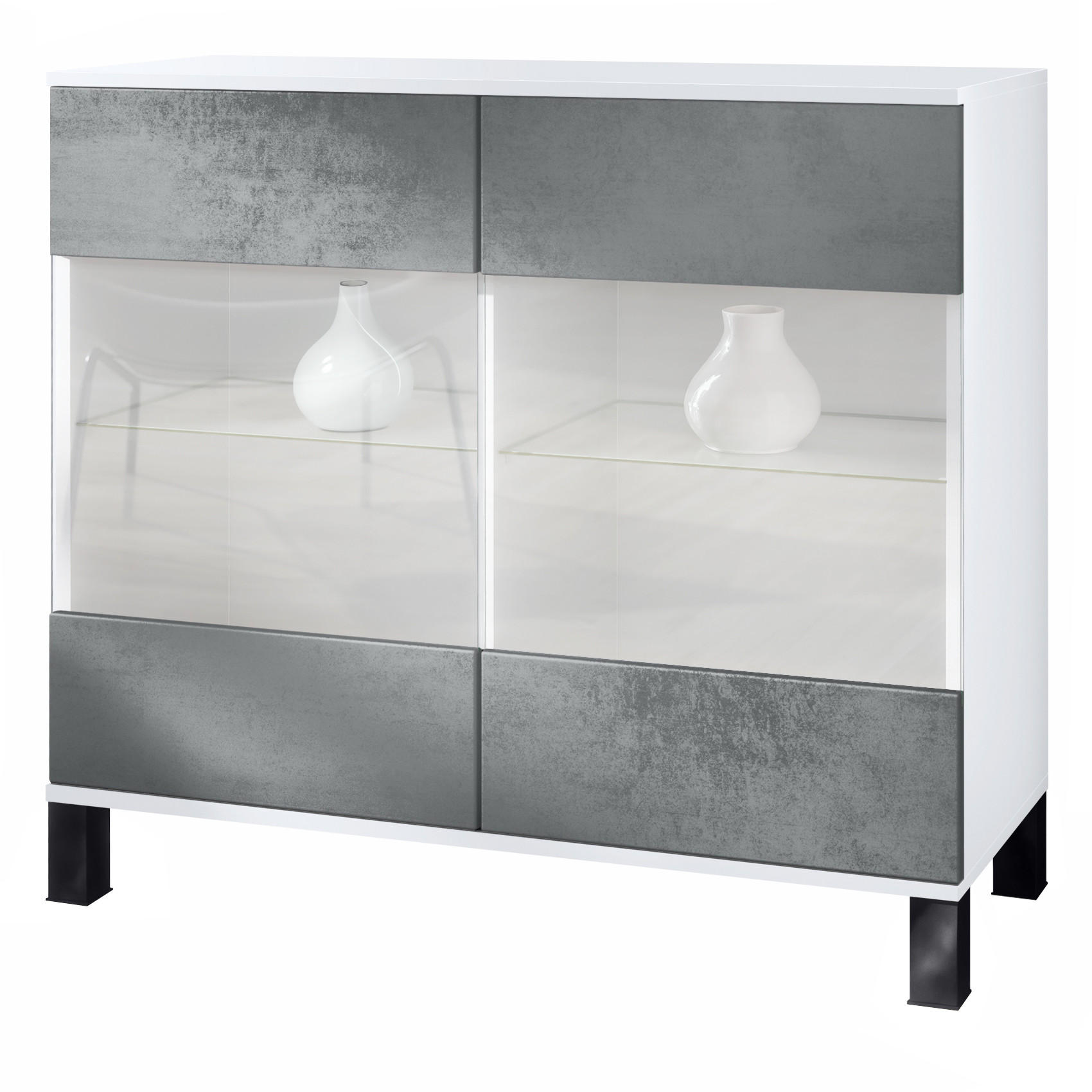 KOMMODE Bari Beton Dunkel Optik - Dunkelgrau, Holzwerkstoff (92.5/84.5/35cm) - Vladon