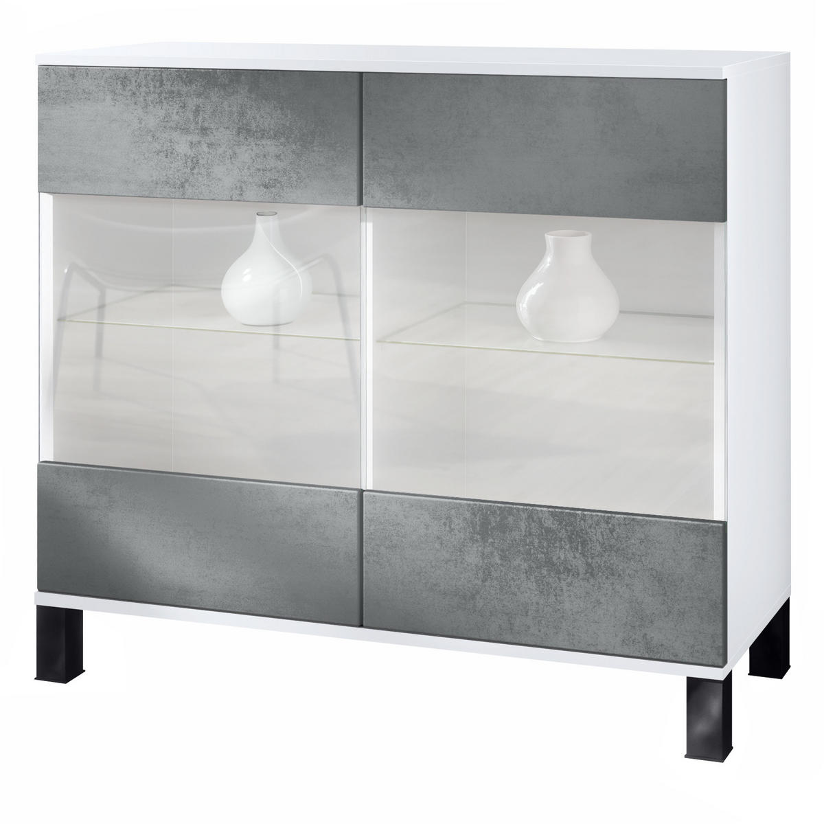 KOMMODE Bari Beton Dunkel Optik - Dunkelgrau, Holzwerkstoff (92.5/84.5/35cm) - Vladon