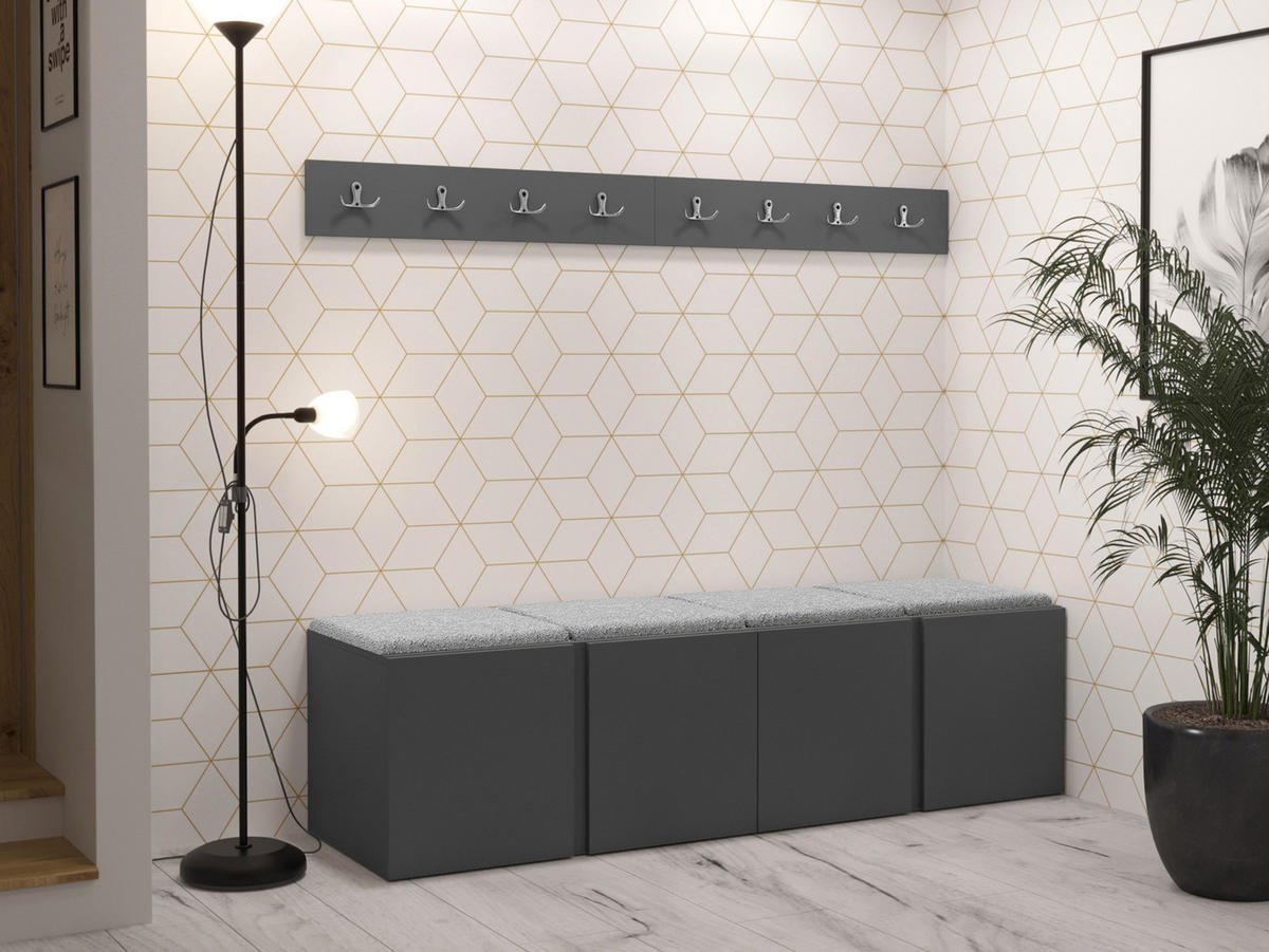 GARDEROBEN-SET Orion VII - Hellgrau/Graphitfarben, Holzwerkstoff/Kunststoff (168/42/46cm) - MIRJAN24