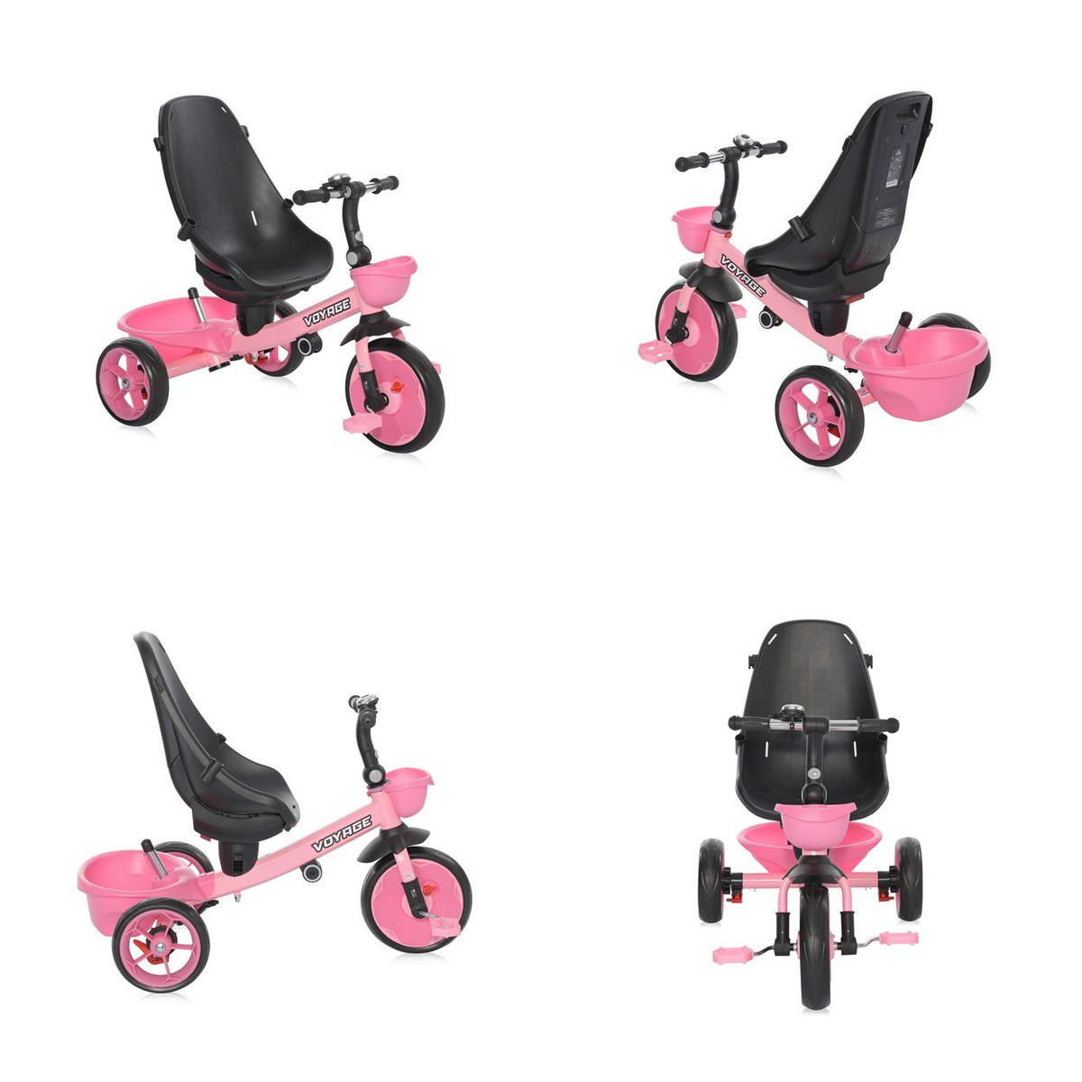DREIRAD Voyage EVA-Reifen rosa Schiebestange Klingel verstellbare Rückenlehne - Rosa, Metall (89/54/92cm) - Lorelli