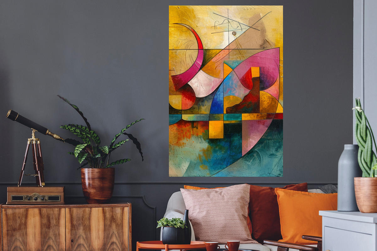 WANDTATTOO Kunst - Abstrakt - Modern 80x120 cm - Gelb, Kunststoff (80/120/0.1cm) - MuchoWow