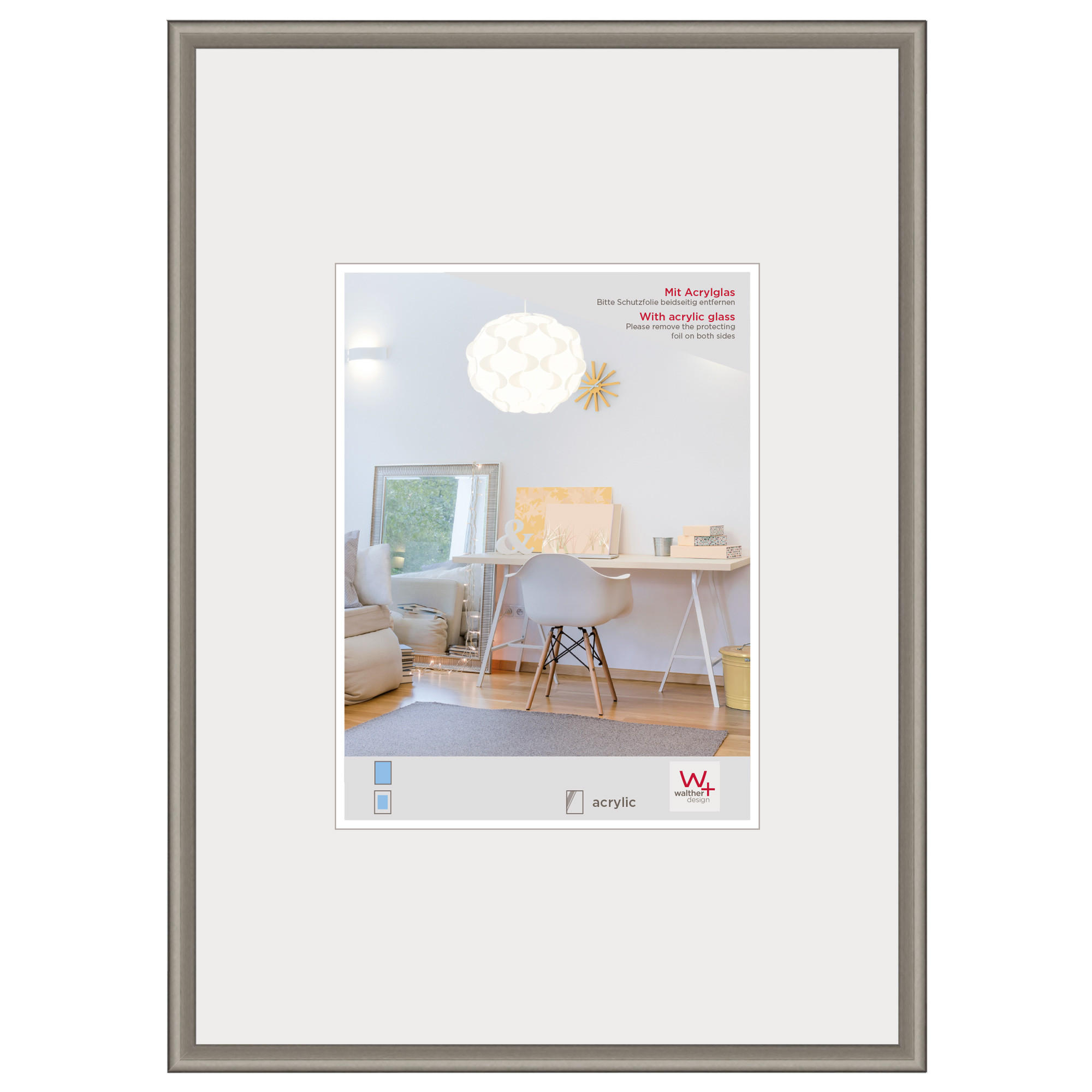 walther design Bilderrahmen Edelstahl 41x51x1.4 cm