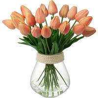 KÜNSTLICHE Tulpen 10 Stück Set Rosa Orange Latex 34 cm - Rosa, Kunststoff (34cm)