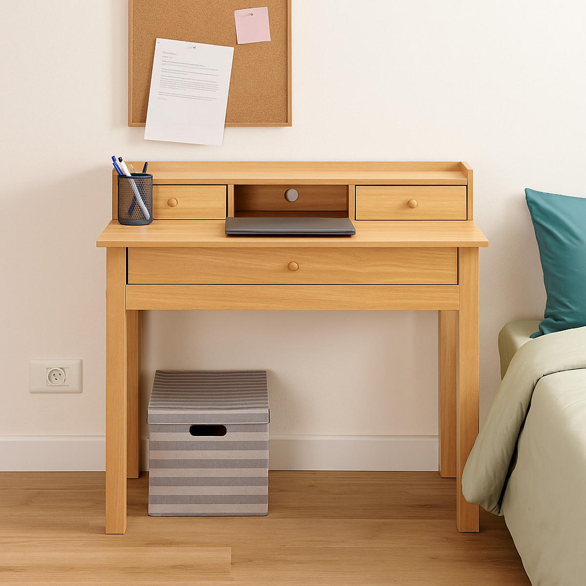 SCHREIBTISCH helles Holz - Hellbraun, Holz/Holzwerkstoff (100/50/91cm) - Urban Meuble