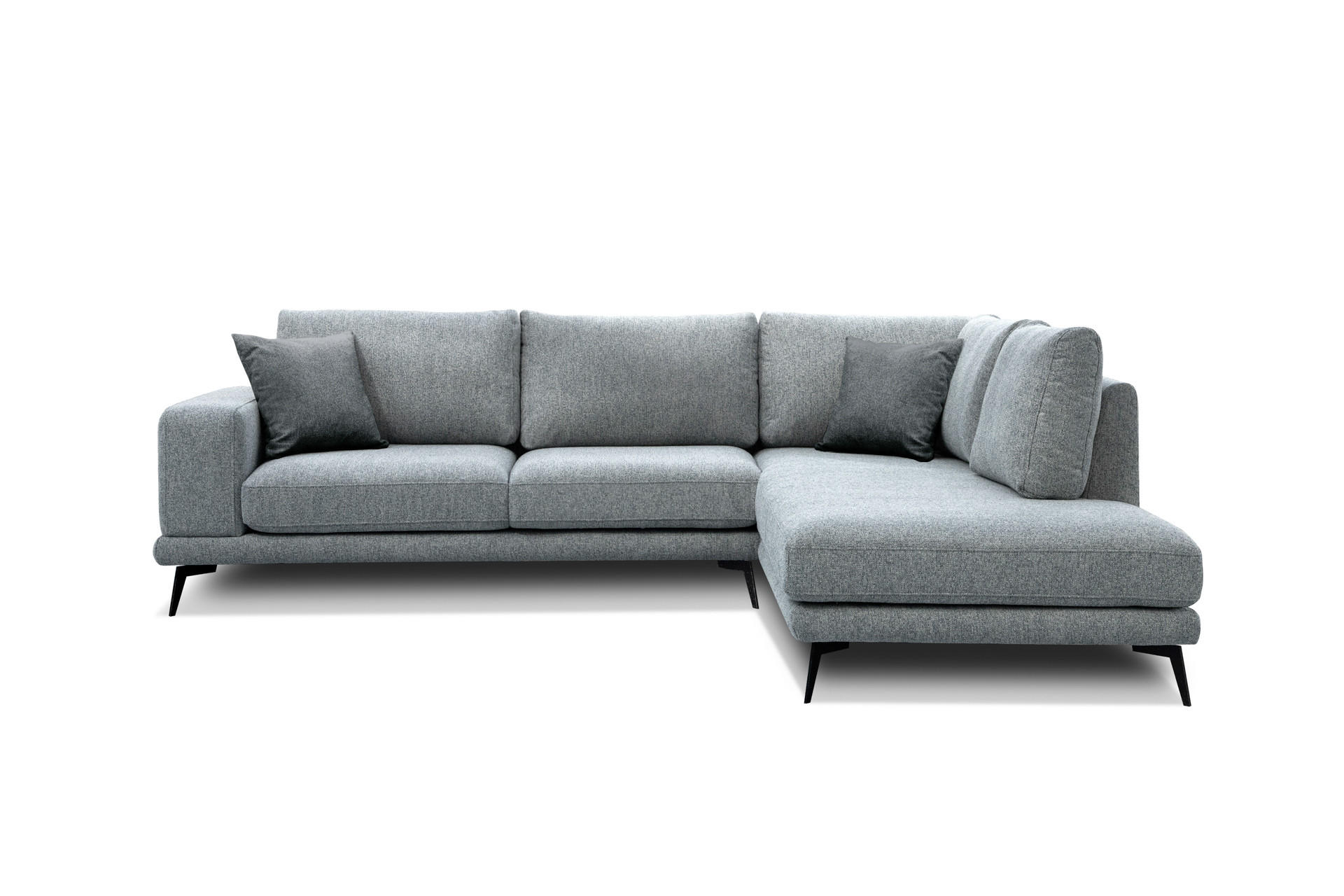 ECKSOFA MEDIOLANE 5-Sitzer, silberfarben - Silberfarben, Holzwerkstoff/Textil (282/219cm) - Courtois Laville