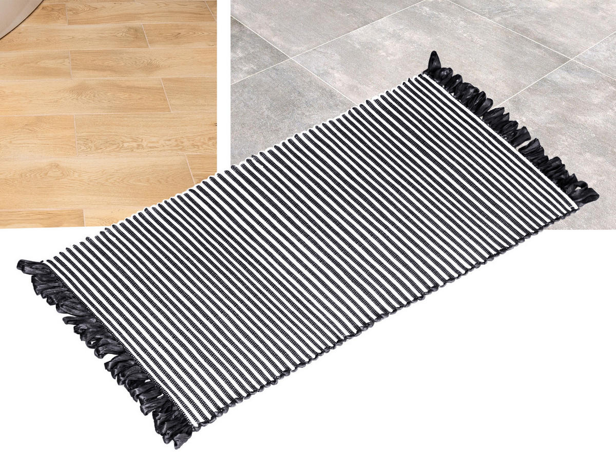HANDGEWEBTER Läufer 60x120 cm Schwarz - Schwarz, Naturmaterialien/Textil (60/120cm) - Lashuma