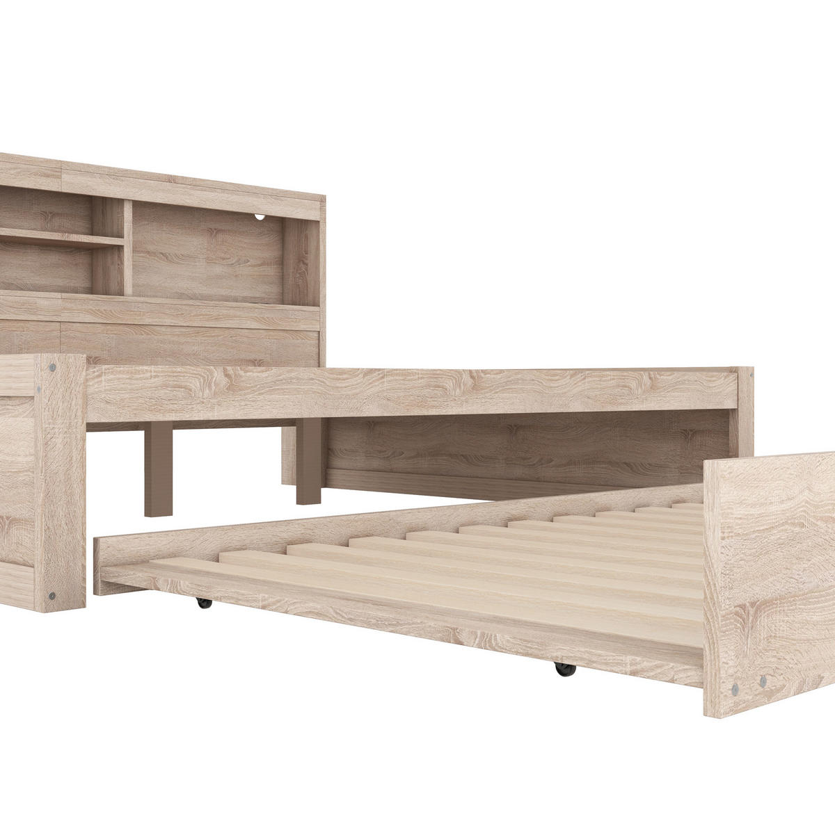 POLSTERBETT 140/200 cm Natur aus Spanplatte und MDF mit Ausziehbett - Naturfarben, Holzwerkstoff (140/200cm) - OKMYHOME
