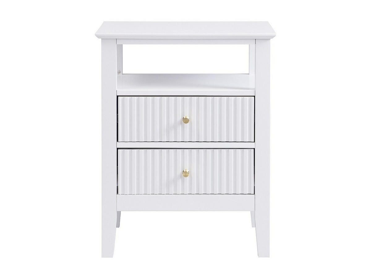 NACHTTISCH 2 Schubladen & 1 Ablage – MDF – Weiß – NIRIVA - Weiß, Holz (48/62/35cm) - Vente-Unique