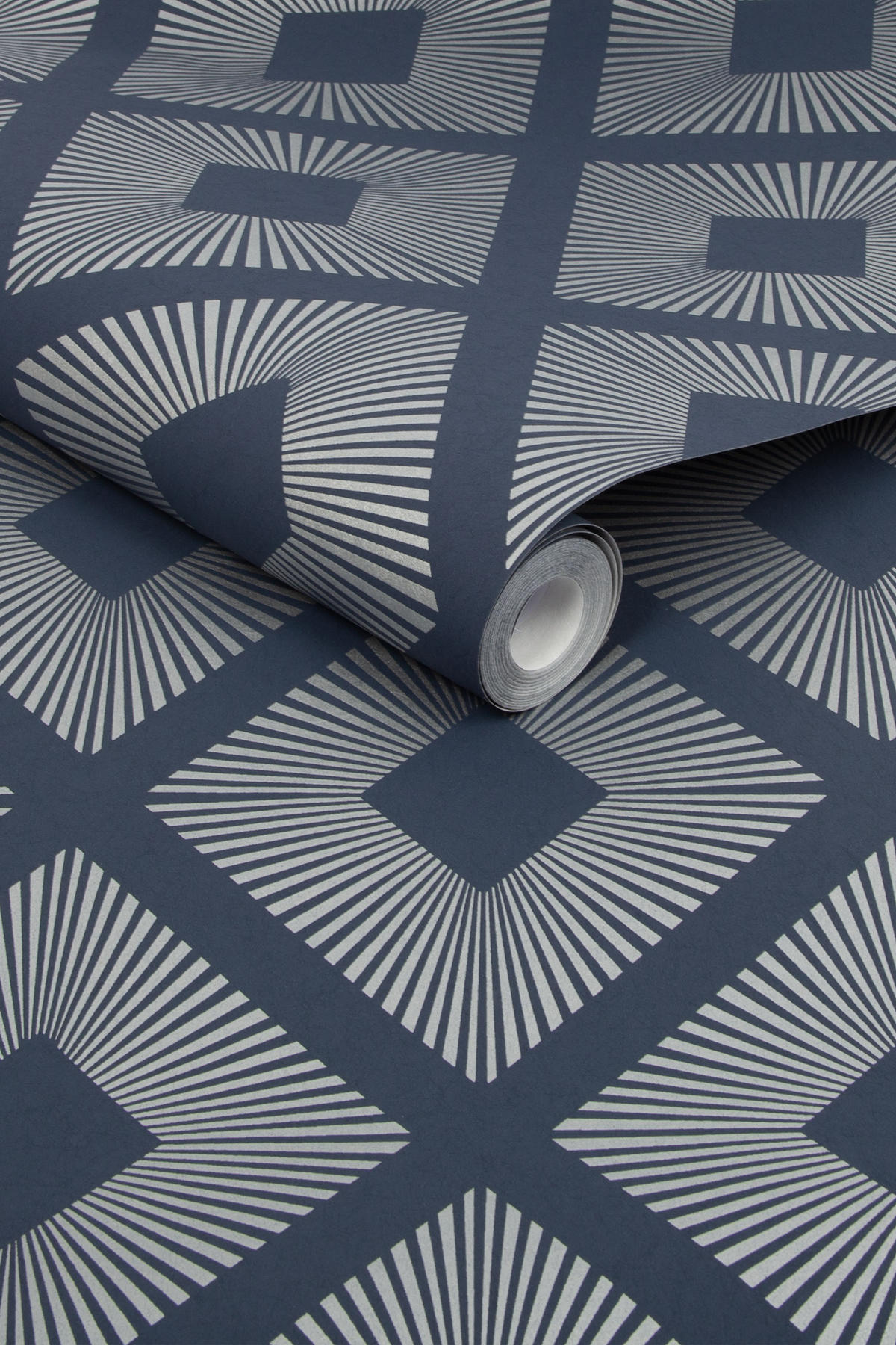 VLIESTAPETE Art-Déco Diamant Silber-Nachtblau - Blau, Papier/Kunststoff (52/1000cm) - next