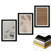 WANDBILDER 3er-Set - 20x30 cm Schwarzer Rahmen - Steine, Holz, Stofftexturen - Schwarz, Kunststoff (20/30cm) - ArtPrintCave