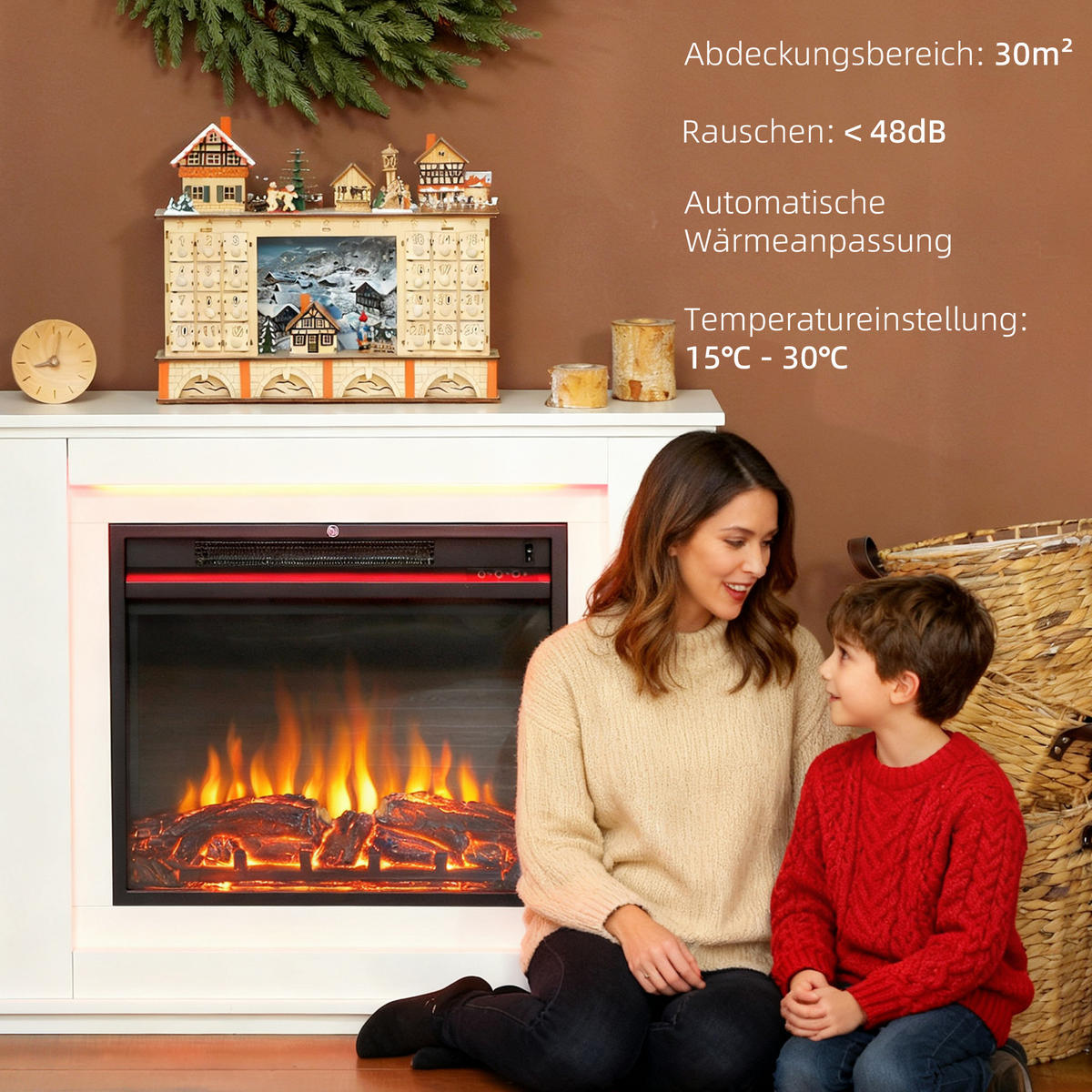 ELEKTROKAMIN MDF Stahl Weiß - Weiß, Holzwerkstoff (25/80/98cm) - HOMCOM