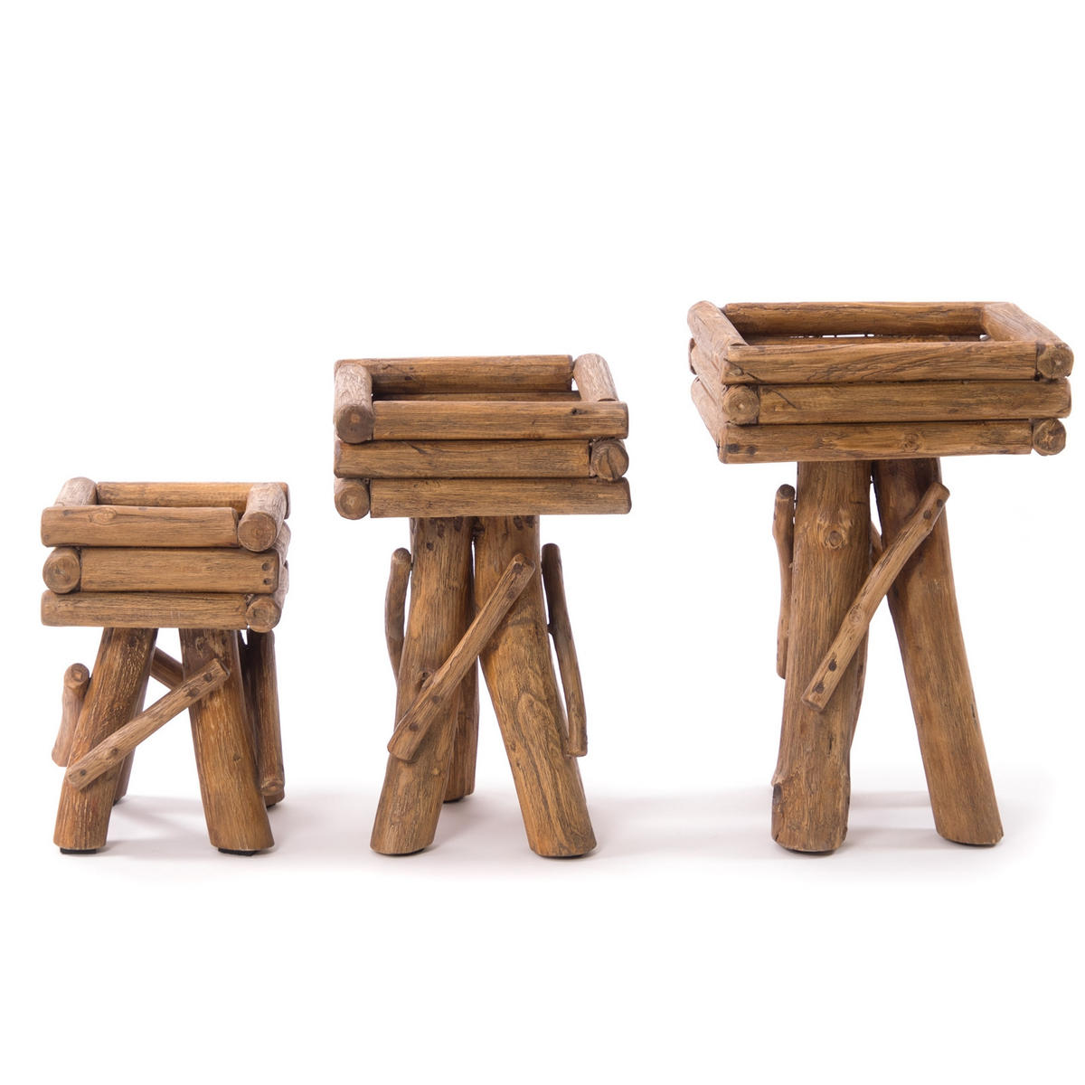 BLUMENTISCH Twist Teakholz - Naturfarben, Holz (20/20/30cm) - DESIGN DELIGHTS