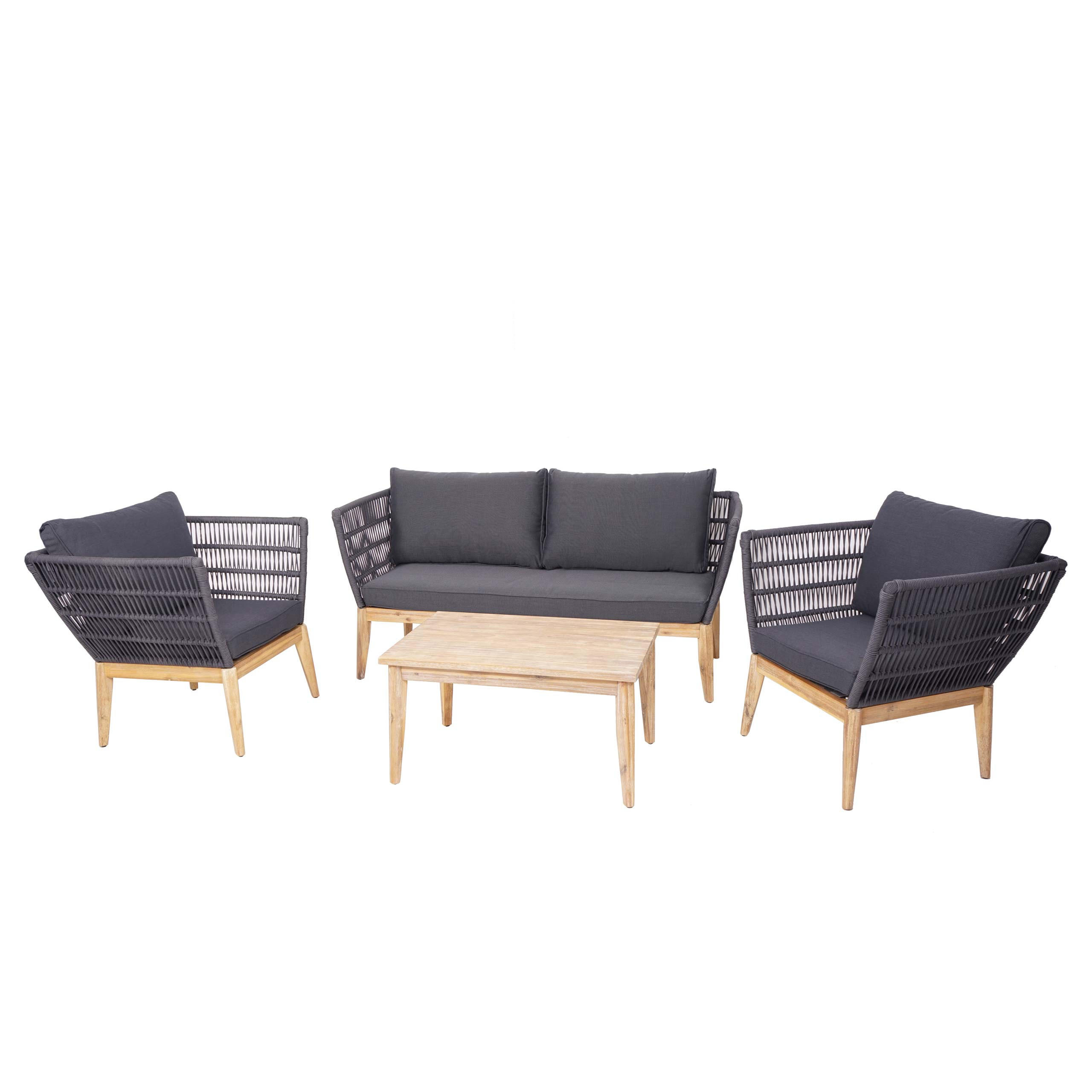 GARTENGARNITUR Schwarz, Braun, Anthrazit - Anthrazit/Schwarz, Holz - MCW