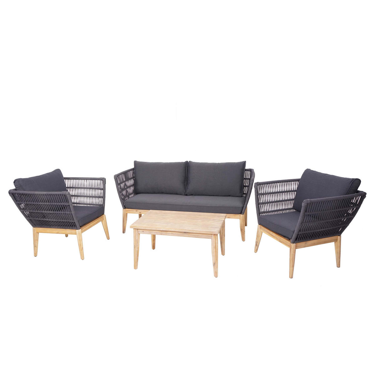 GARTENGARNITUR Schwarz, Braun, Anthrazit - Anthrazit/Schwarz, Holz - MCW