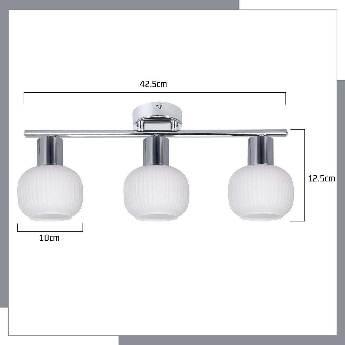 DECKENSTRAHLER Irlyra 10/16.5/42.5 cm - Weiß, Metall (42.5/10/16.5cm) - ZMH