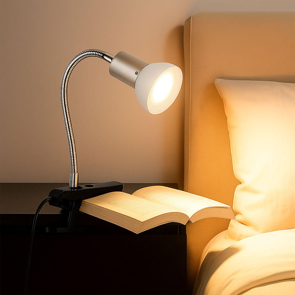 LED KLEMMLEUCHTE Metall Glas Silber - Silberfarben, Glas (9/6.1/34cm) - Briloner