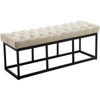SITZBANK 120/38 cm Kunstleder creme - Creme/Schwarz, Textil/Metall (120/46/38cm) - CLP