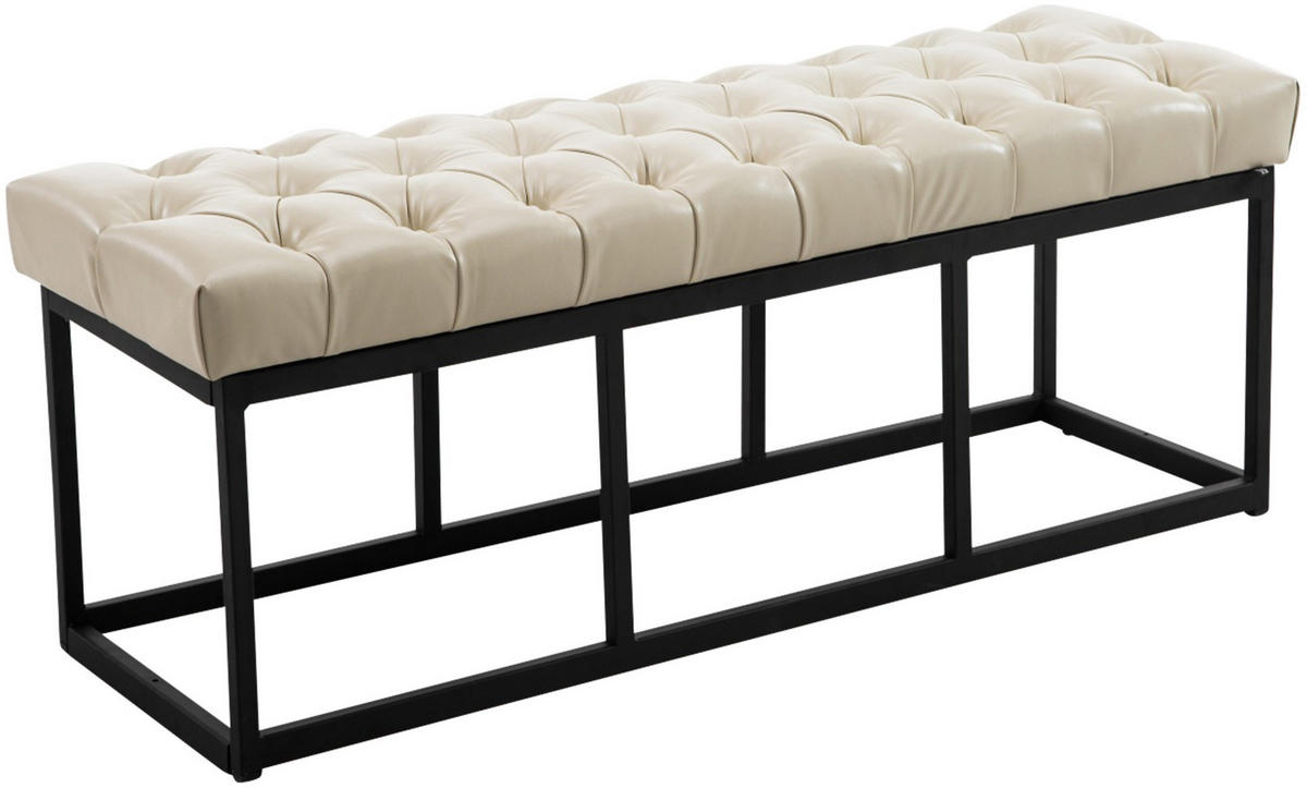 SITZBANK 120/38 cm Kunstleder creme - Creme/Schwarz, Textil/Metall (120/46/38cm) - CLP