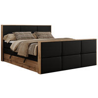 BOXSPRINGBETT ALBERO 2 KING DUO 120/200 Schwarz Kunstleder - H3 - Schwarz, Holz/Textil (120/200cm) - MKS