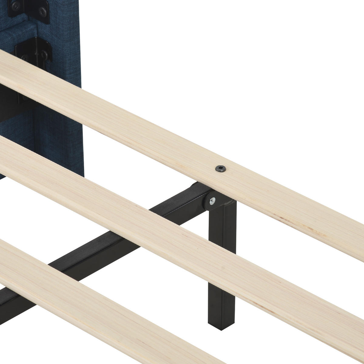 POLSTERBETT 140/200 cm Blau mit gepolstertem Kopfteil und Lattenrost - Blau, Textil (140/200cm) - OKWISH