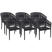 GARTENSTUHL 6er Set Kunststoff Schwarz - Schwarz, Kunststoff (58/80/58cm) - CLP