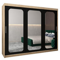 SCHWEBETÜRENSCHRANK 200/250/62 3-türig - Silberfarben/Schwarz, Holz/Kunststoff (250/200/62cm) - Abiks Möbel