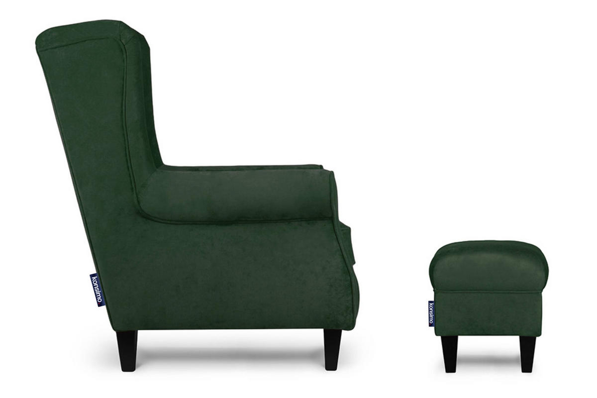 SITZHOCKER MILES Pouffe zeitloses Design und pflegeleichter Stoff, grün - Grün, Holzwerkstoff/Buchenholz (55/42/40cm) - KONSIMO®