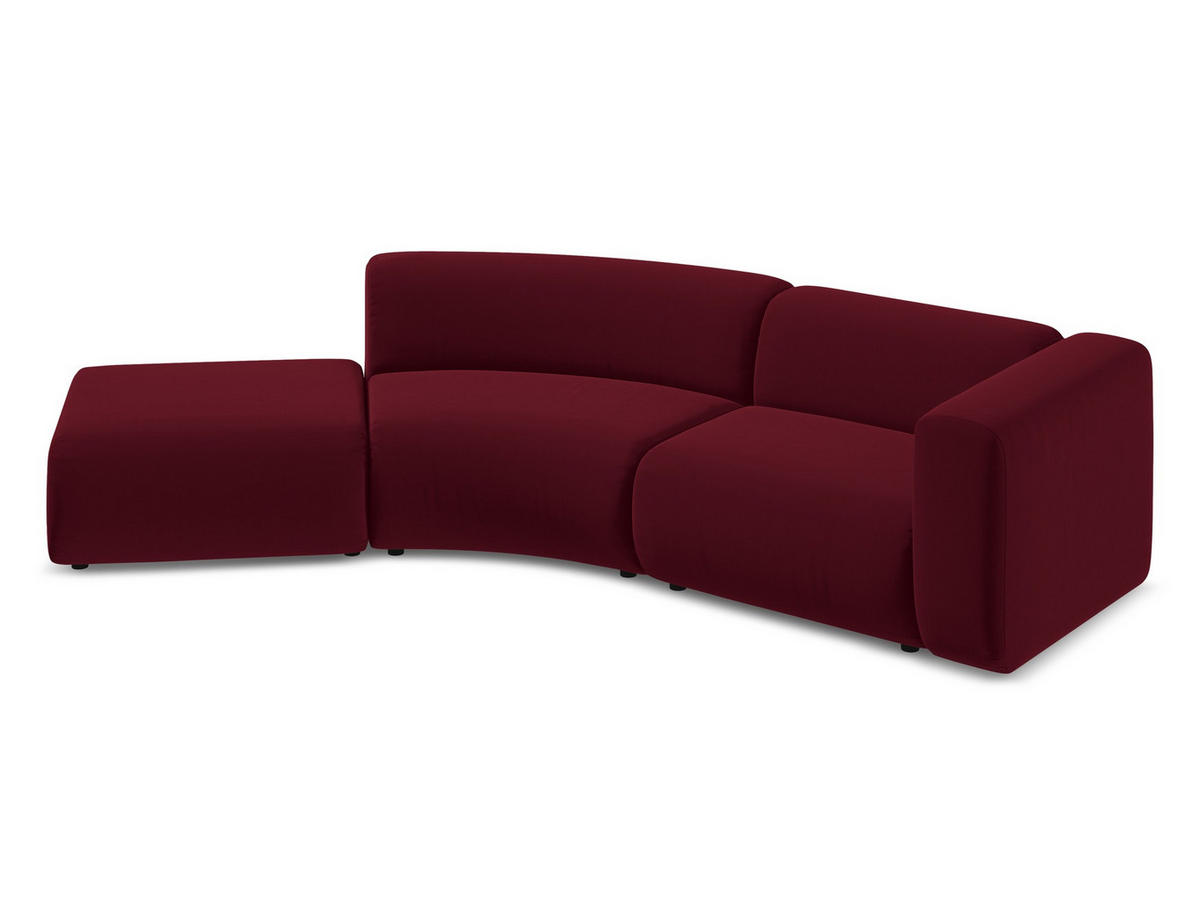 4-SITZER-SOFA Samt Stoff Rot - Bordeaux/Rot, Kunststoff/Textil (335/70/166cm) - Makamii