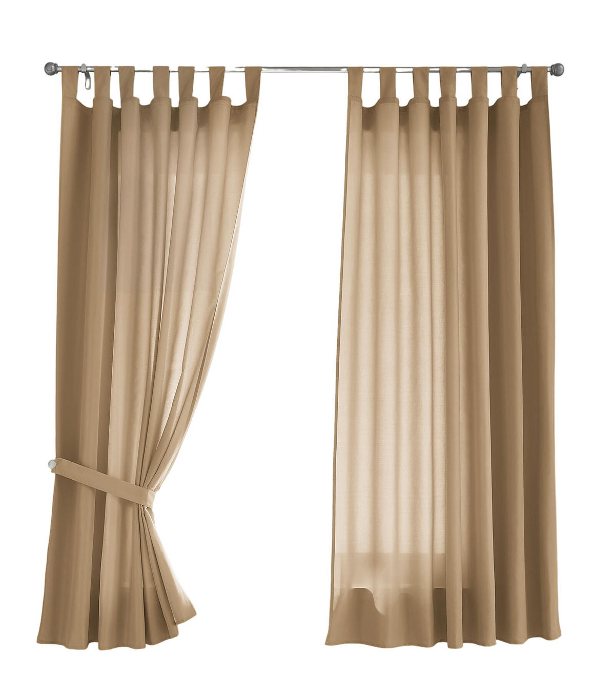 VORHANG 2ER SET POTSDAM HxB 175x140 cm Sand - Sandfarben, Textil (140/175cm) - Gardinenbox