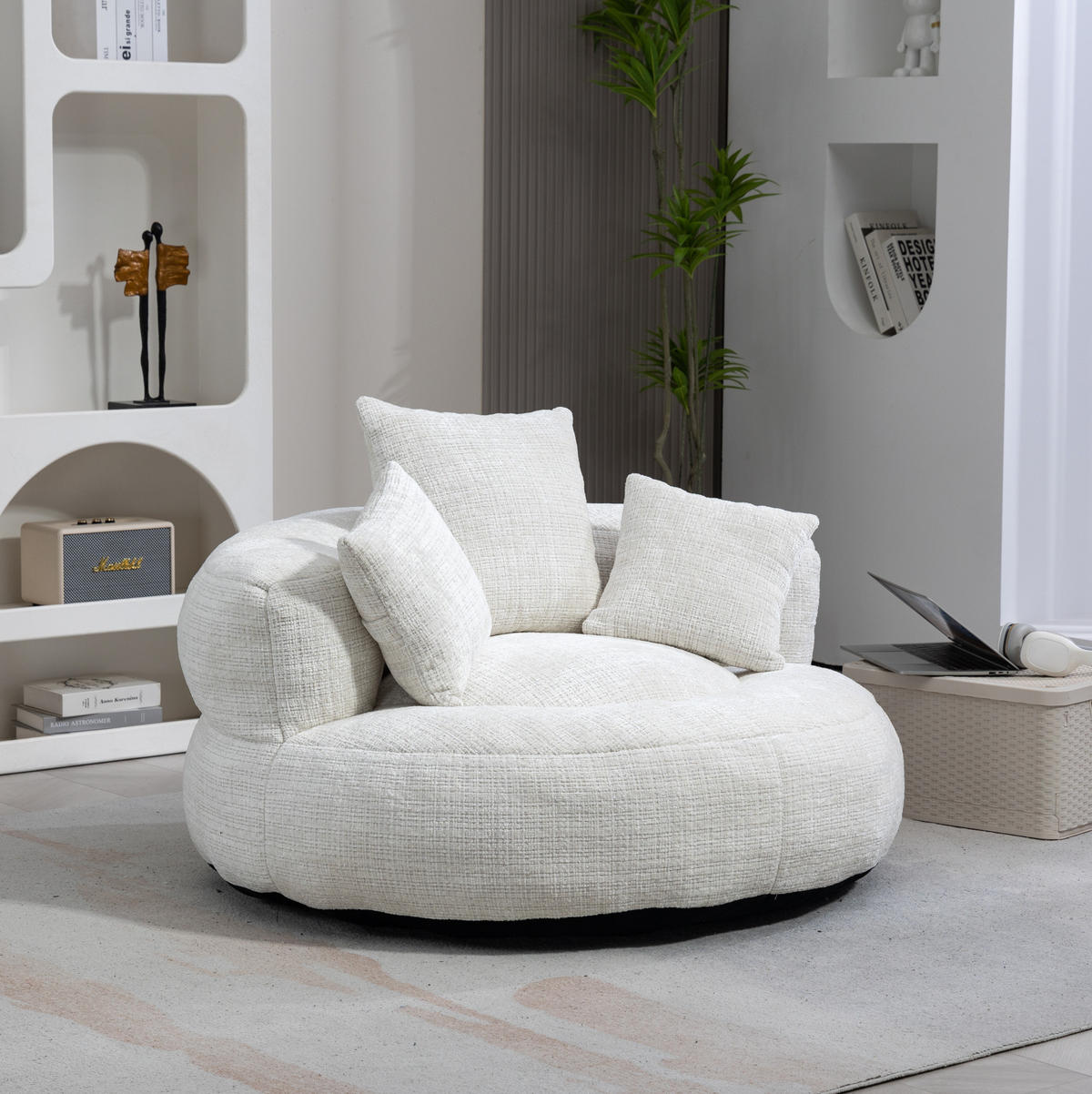 SESSEL 108/52/108 cm Beige aus Chenille mit Armlehnen - Beige, Textil (108/52/108cm) - OKMYHOME