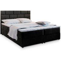 BOXBETT KERLO 180x200 cm mit Matratze und Topper - Schwarz - Schwarz, Holz (180/200cm) - MASSENO