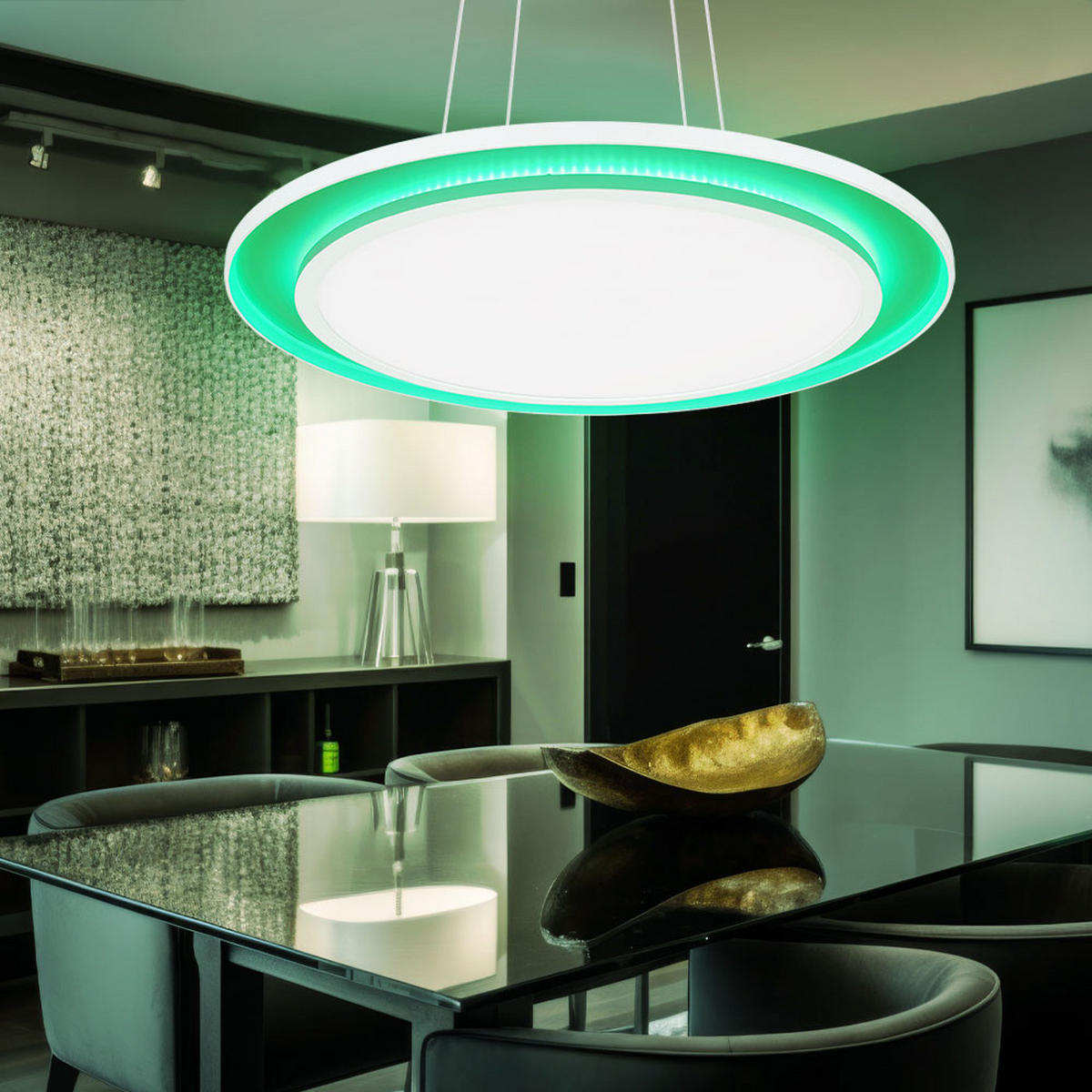 LED HÄNGELAMPE Weiß dimmbar RGB - Weiß, Metall (60/60/120cm) - Globo Lighting