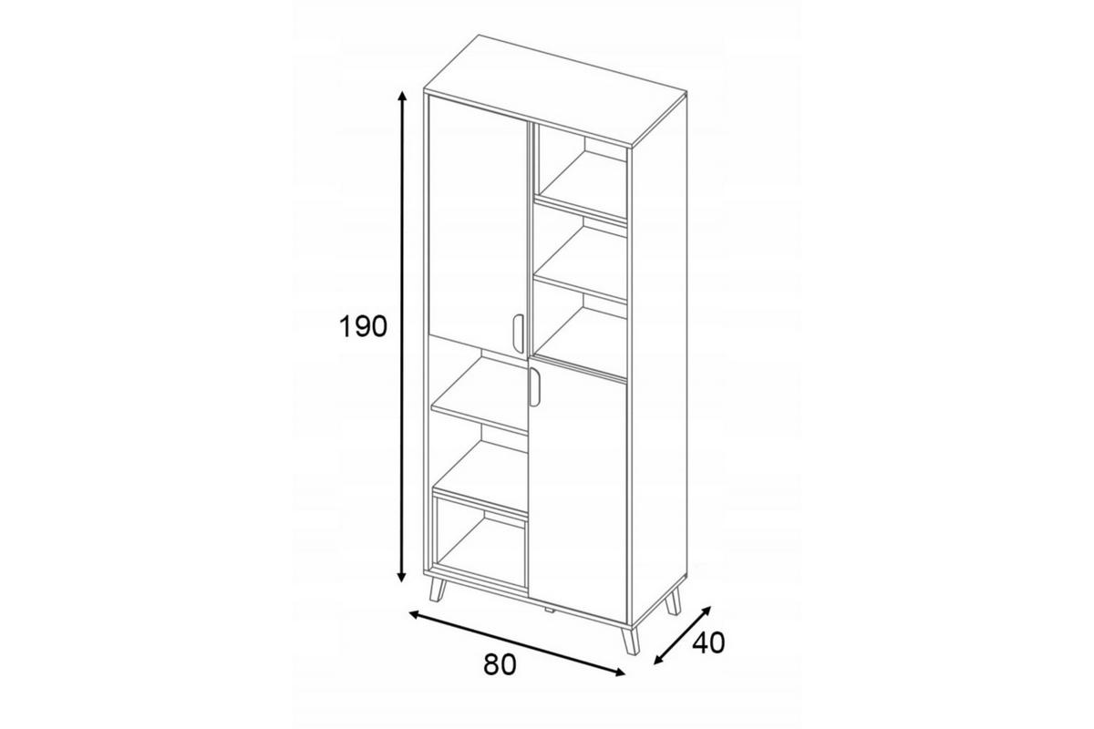 KINDERREGAL JUSTIN 03 80 cm breit in Weiß / Graphit / Grau / Eiche - Eichefarben/Graphitfarben, Holzwerkstoff (80/190/40cm) - Deine Möbel 24