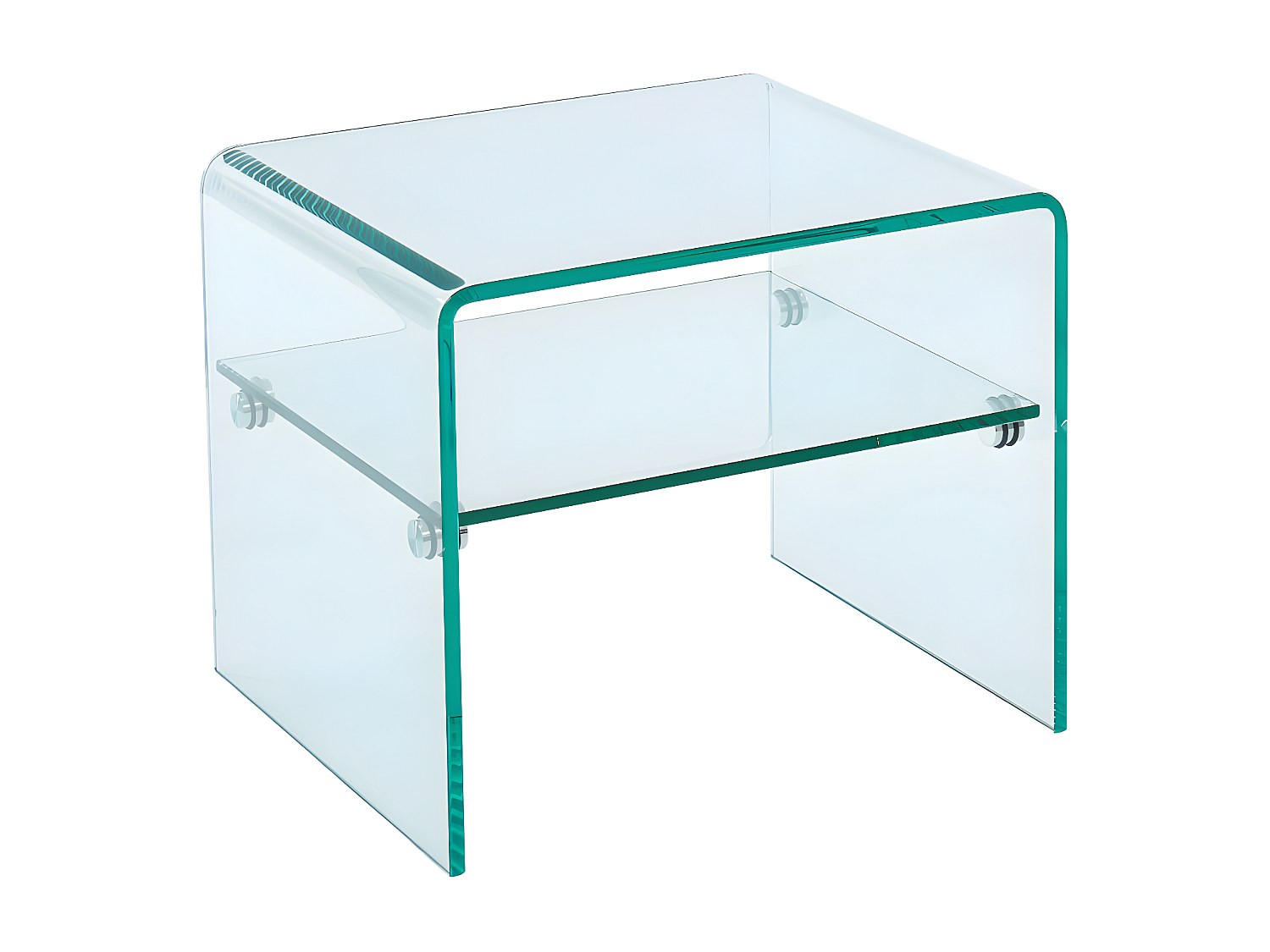 NACHTTISCH mit 1 Ablage - Glas - STILEOS - Transparent, Glas (40/40/48cm) - Vente-Unique