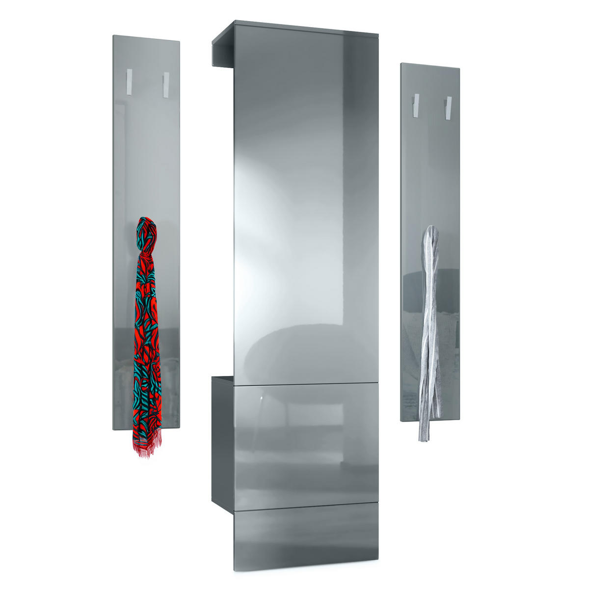 GARDEROBE Hollywood Grau Hochglanz - Grau, Holzwerkstoff (123/193/35cm) - Vladon