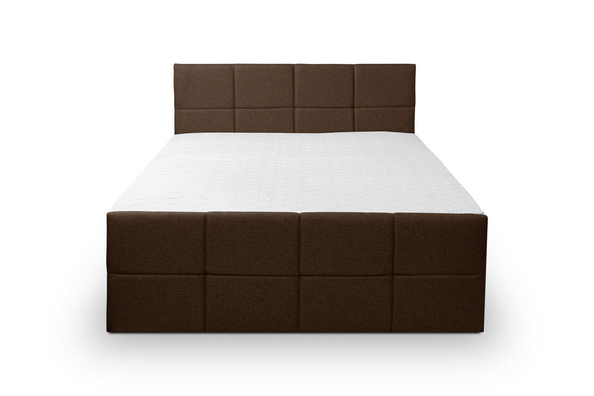 BOXBETT DORIS mit 2 Bettkästen, 160x200, Farbe: Braun, Velourstoff, mit Bonell-Matratze inkl. Topper - Braun, Holz/Kunststoff (160/200cm) - VENASI MÖBEL