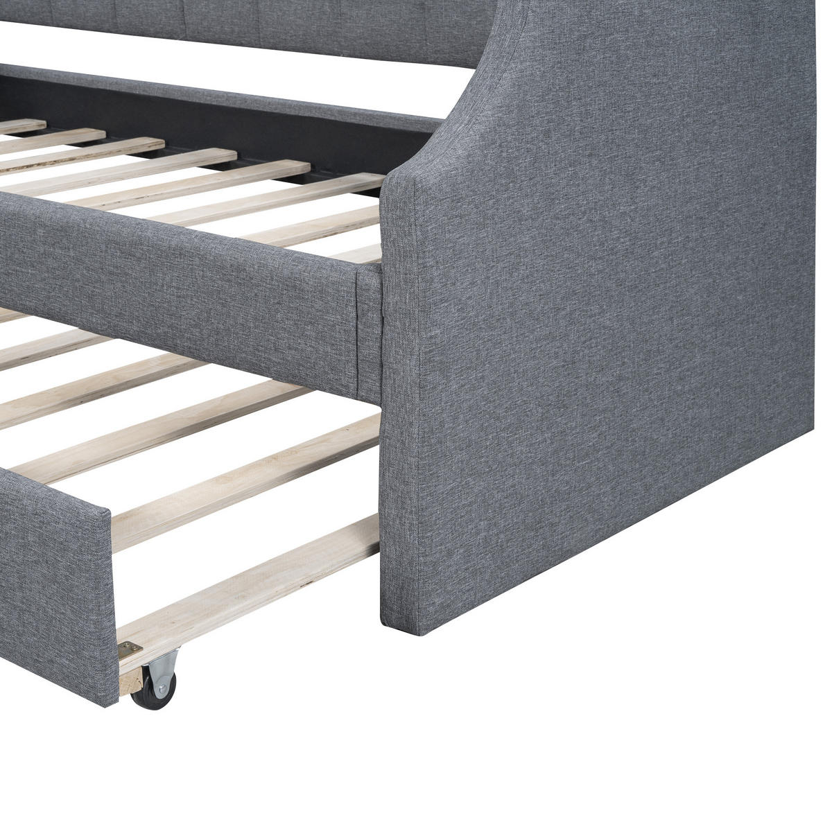 TAGESBETT 90/200 cm Grau Gepolstertes Einzelbett mit Rollbett - Grau, Textil (90/200cm) - OKWISH