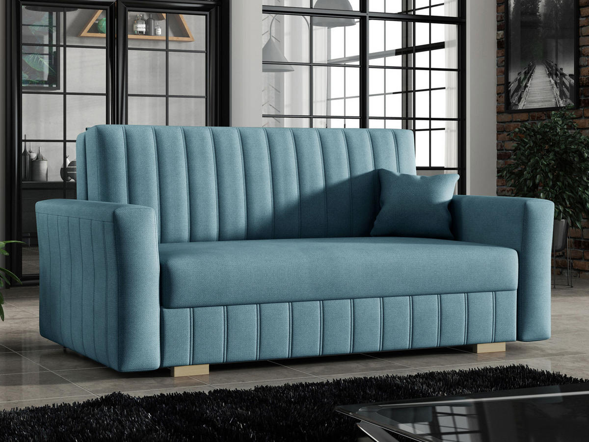 SCHLAFSOFA Viva Glam III - Naturfarben/Hellblau, Holz/Kunststoff (160/85/98cm) - MIRJAN24