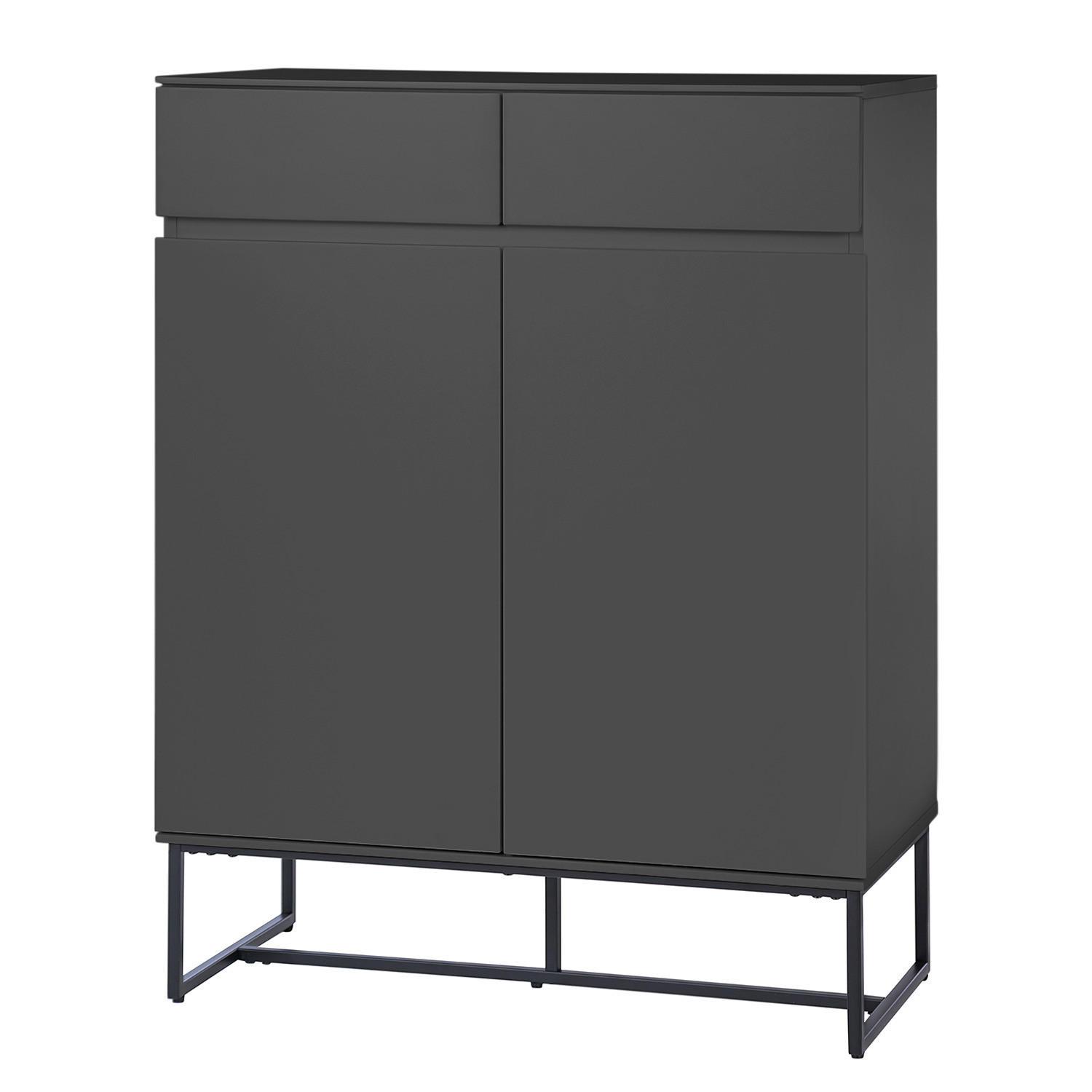 SCHUHKOMMODE mit Schubladen - MDF / Eisen - Schwarz/Grau, Holzwerkstoff/Metall (80/107/40cm) - home24