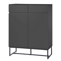 SCHUHKOMMODE mit Schubladen - MDF / Eisen - Schwarz/Grau, Holzwerkstoff/Metall (80/107/40cm) - home24