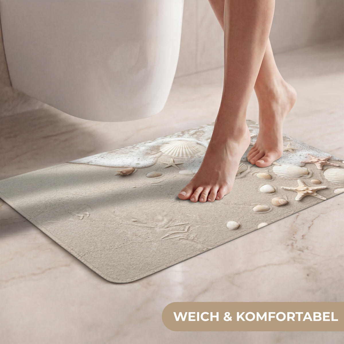 WC PŘEDLOŽKA Mušle - Hvězdice - Pláž 60x40 cm - písková barva, textil/plast (60/1cm) - OnlyWow