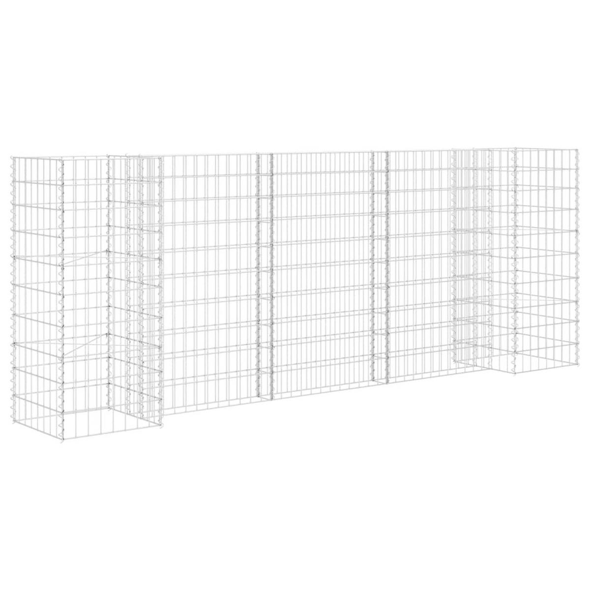 H-FÖRMIGER Gabionen-Pflanzkorb Stahldraht 260x40x100 cm - Silberfarben, Metall (260/100/40cm)