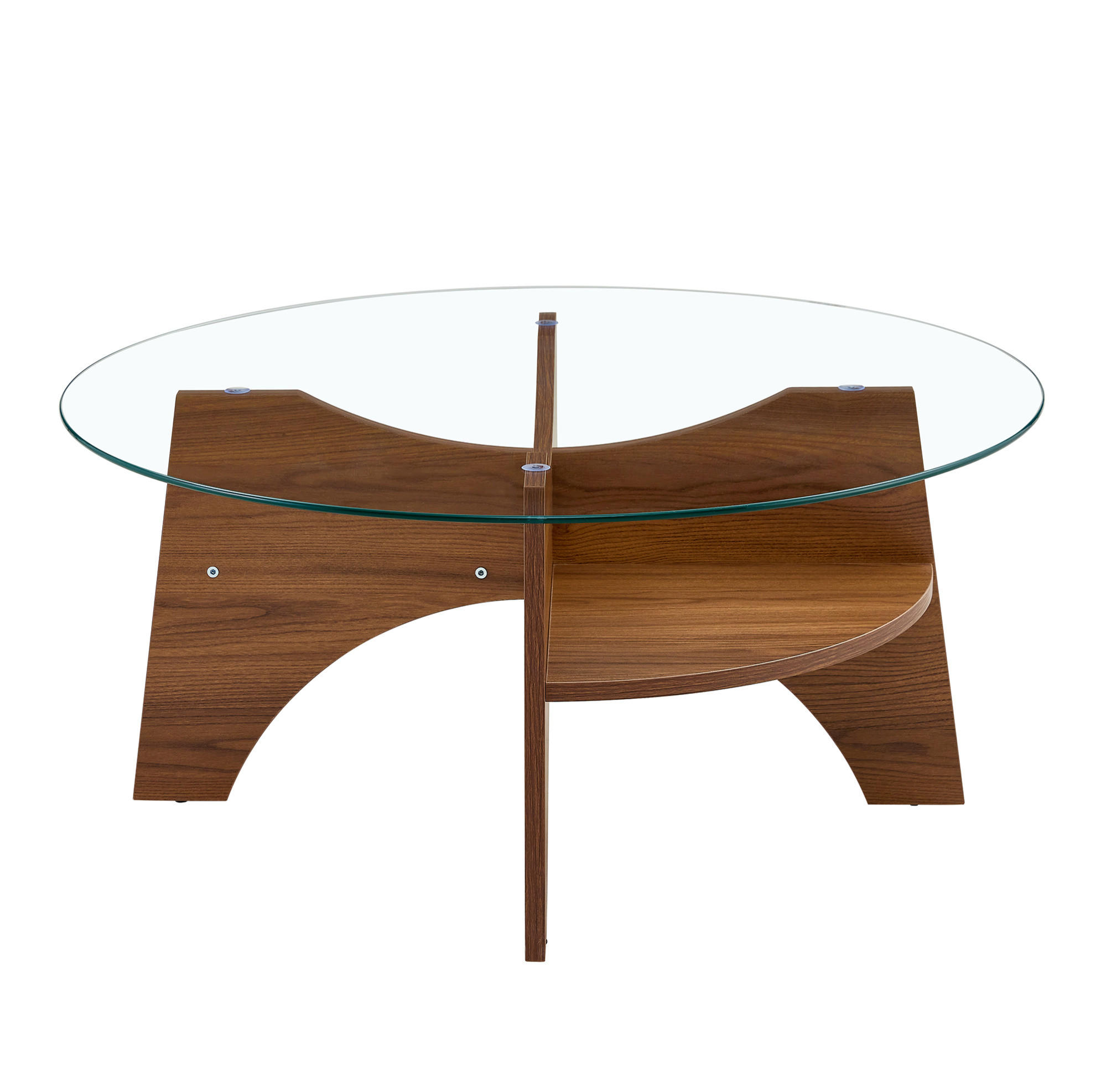 BEISTELLTISCH 80/36 cm mit Glasplatte in Transparent und Nussbaum-Optik - Walnussfarben, Holzwerkstoff (80/80/36cm) - BEAOK