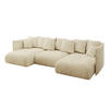 WOHNLANDSCHAFT mit Schlaffunktion und Bettkasten ONESK-U 304x165x40 Beige Velours - Beige, Holzwerkstoff/Kunststoff (304/90/165cm) - ALTDECOR