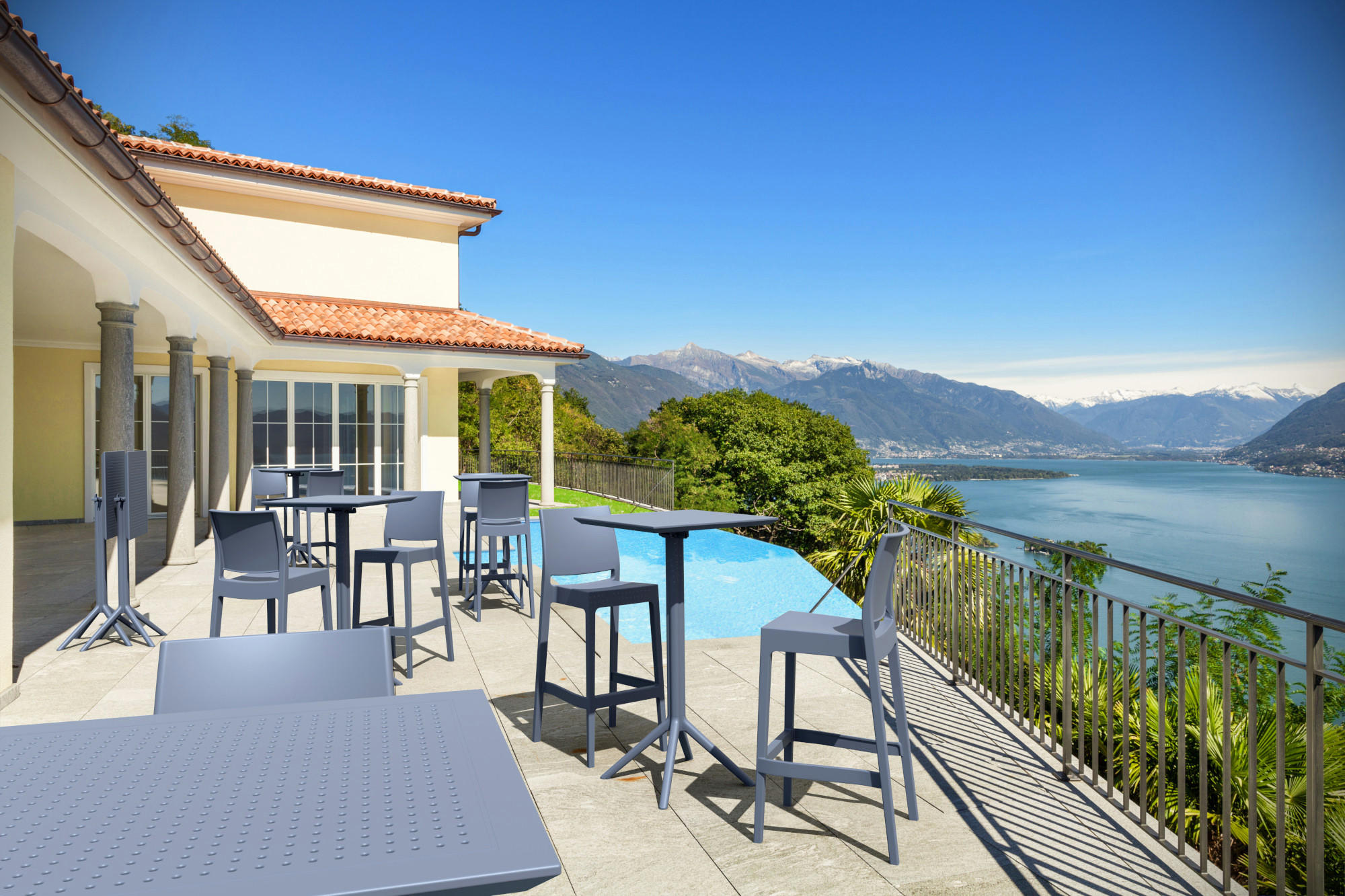 BARHOCKER 4er Set Kunststoff dunkelgrau - Dunkelgrau, Kunststoff (45/105/51cm) - CLP